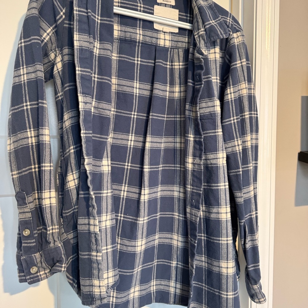 Blue and White Plaid Shirt